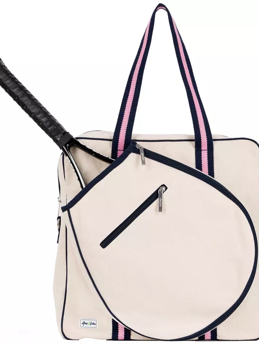 NWT Ame & Lulu Hamptons Canvas Tennis Tour Bag w/Crossbody Strap Pinkberry